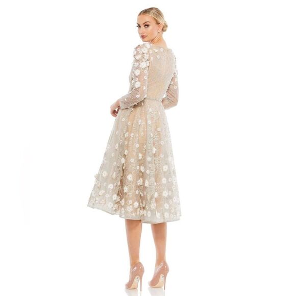 Mac Duggal FLORAL EMBELLISHED LACE A-LINE COCKTAIL DRESS size 4 - Picture 2 of 15